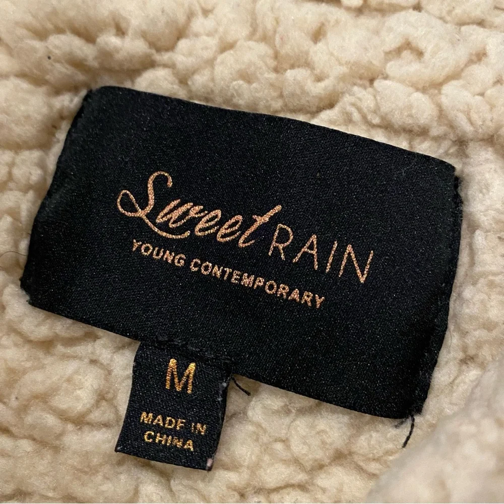 Sweet Rain Long Fleece Lined Jacket Shacket Coat Women’s M Plaid Button Pockets - Picture 3 of 13